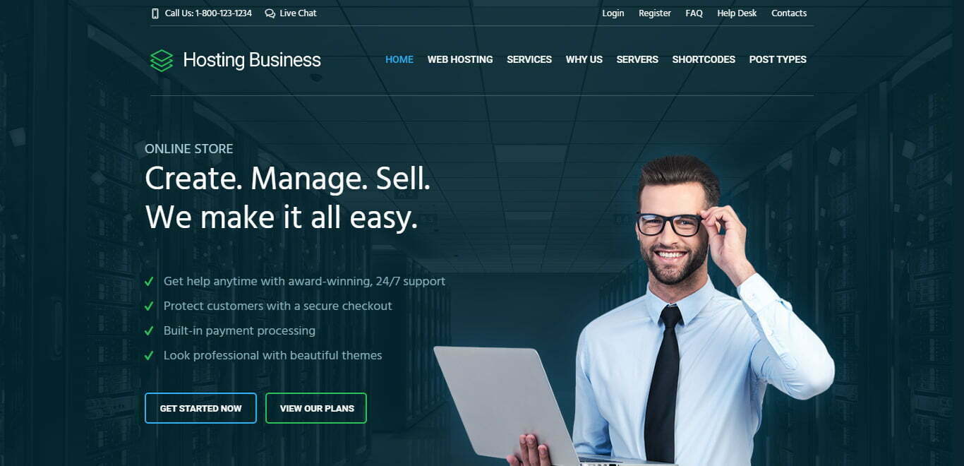 hosting business wordpress theme